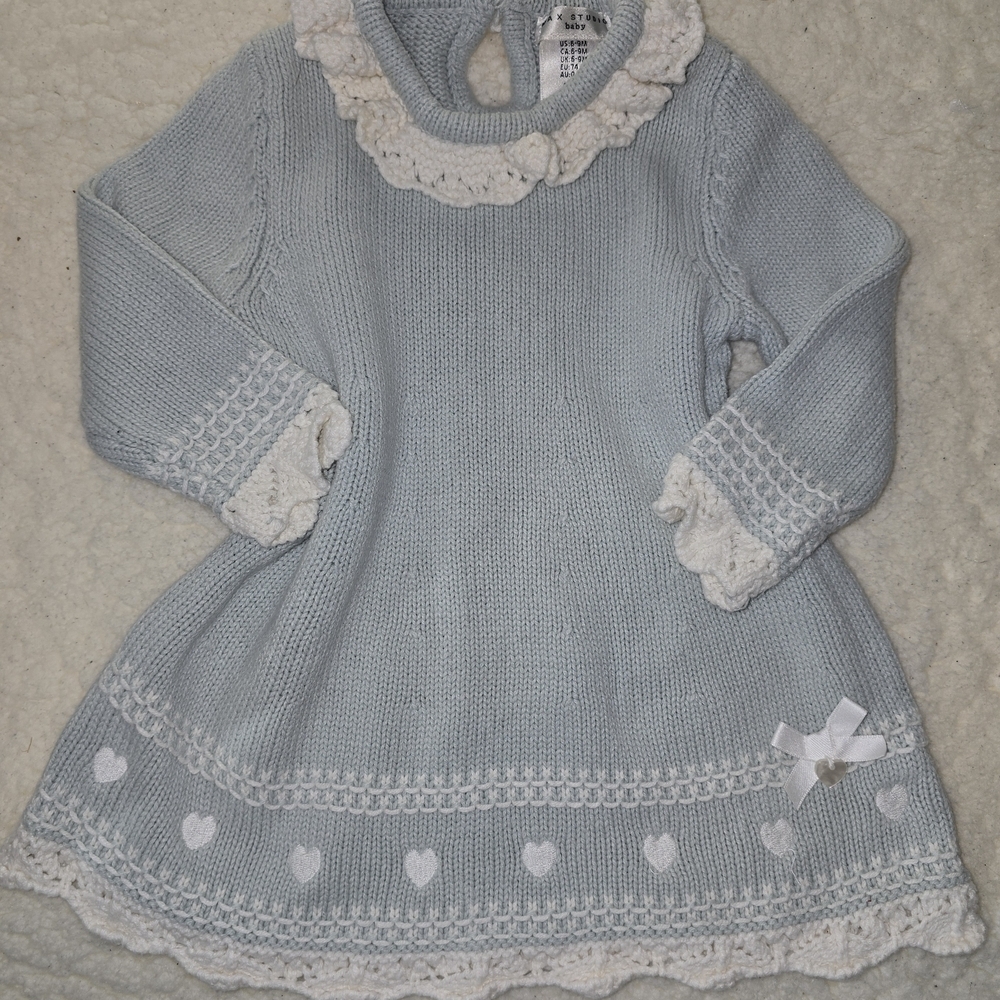 Max Studio Light Blue and White Kids Formal Dress